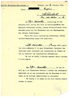 Réquisition d'Eugène à la Kommandantur de Bruxelles, 1916